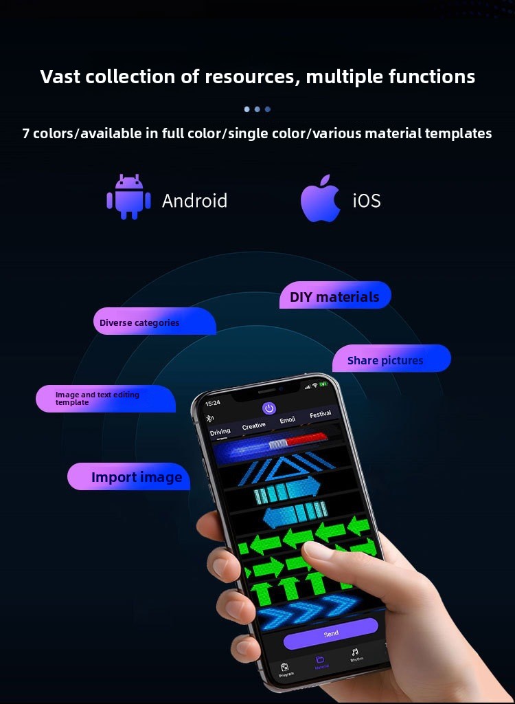 Bluetooth App Controlled Flexible LED Car Display Screen