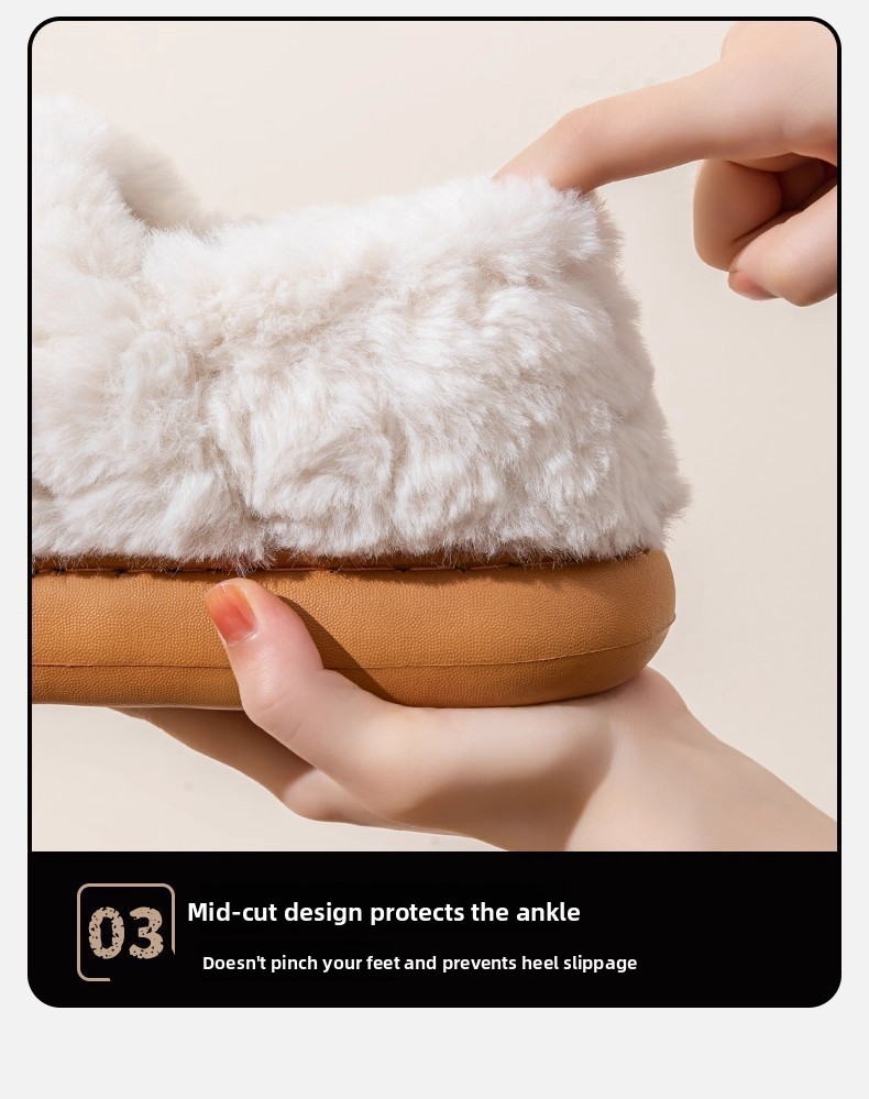 Womens Plush Winter Slippers with Heel Cover