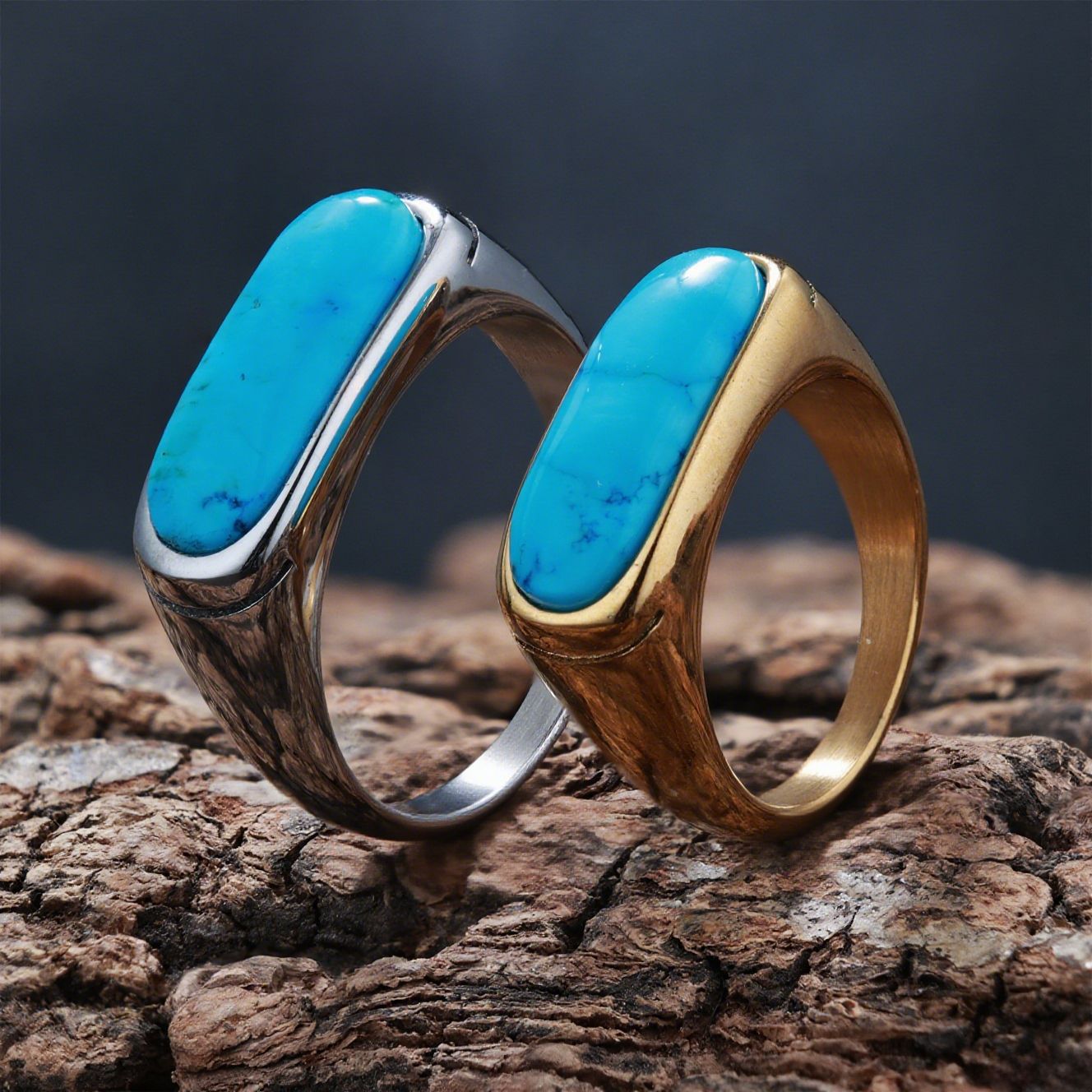 Personalized Natural Stone Engraved Vintage Ring