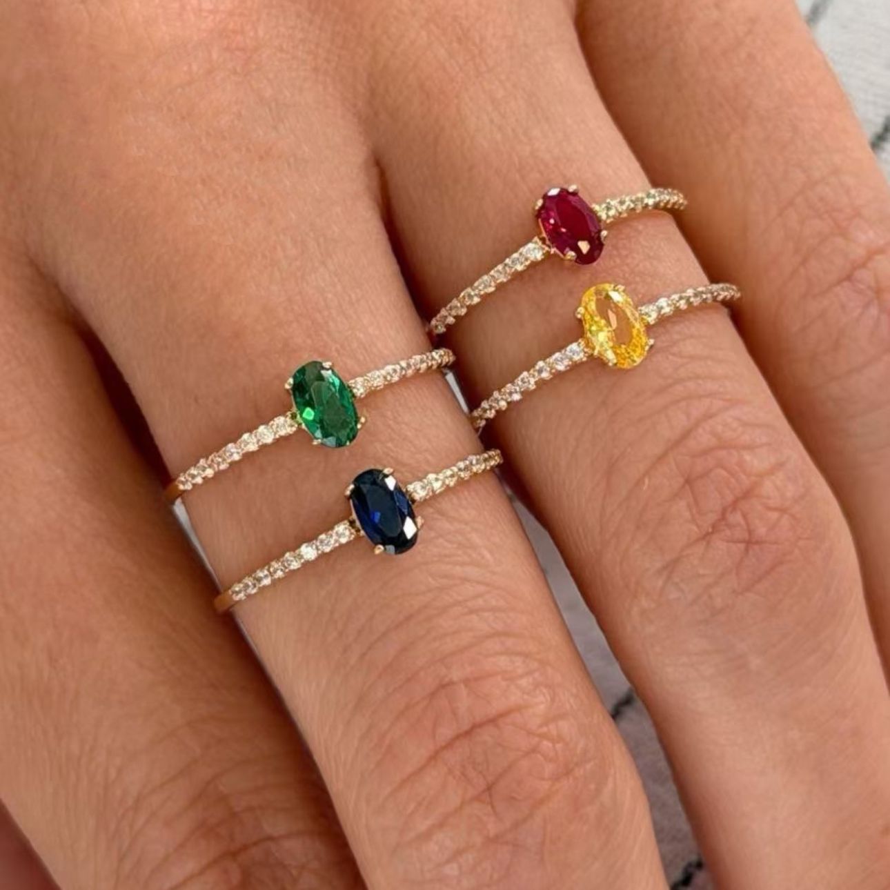 Natural Gemstone Birthstone Ring