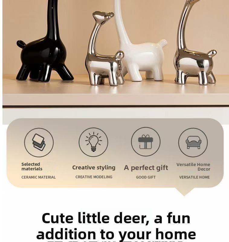 Family of Four Deer Porcelain Home Decor
