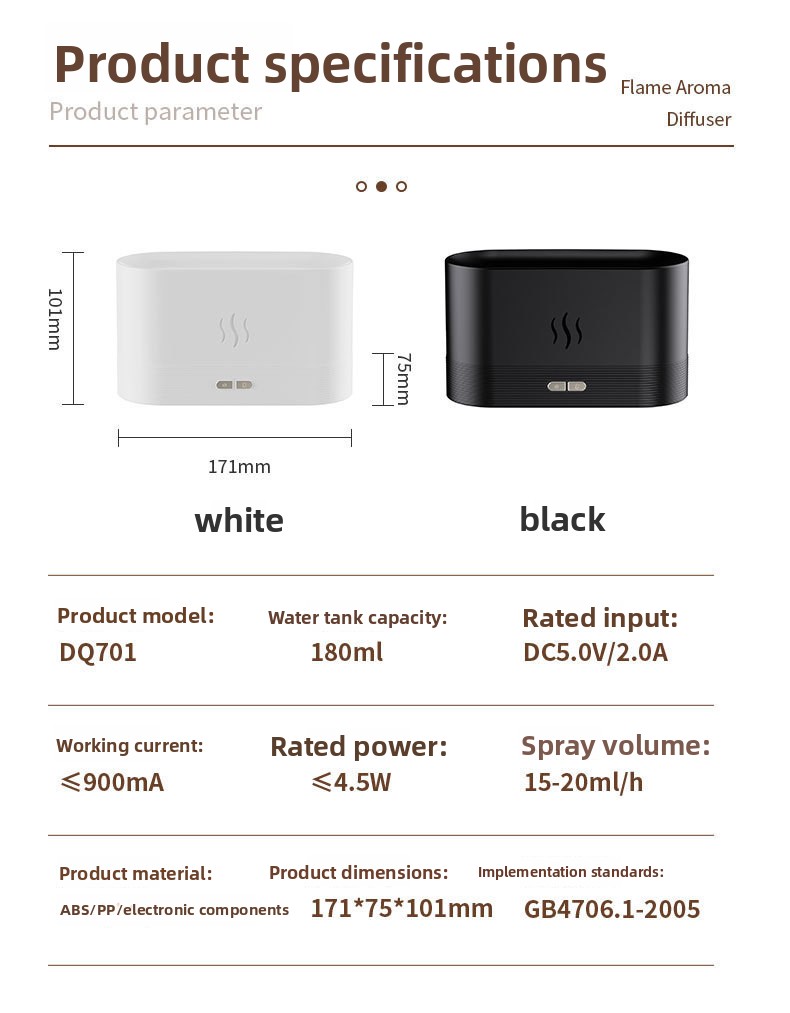 Simulated Flame Aromatherapy Diffuser with Humidifier Function