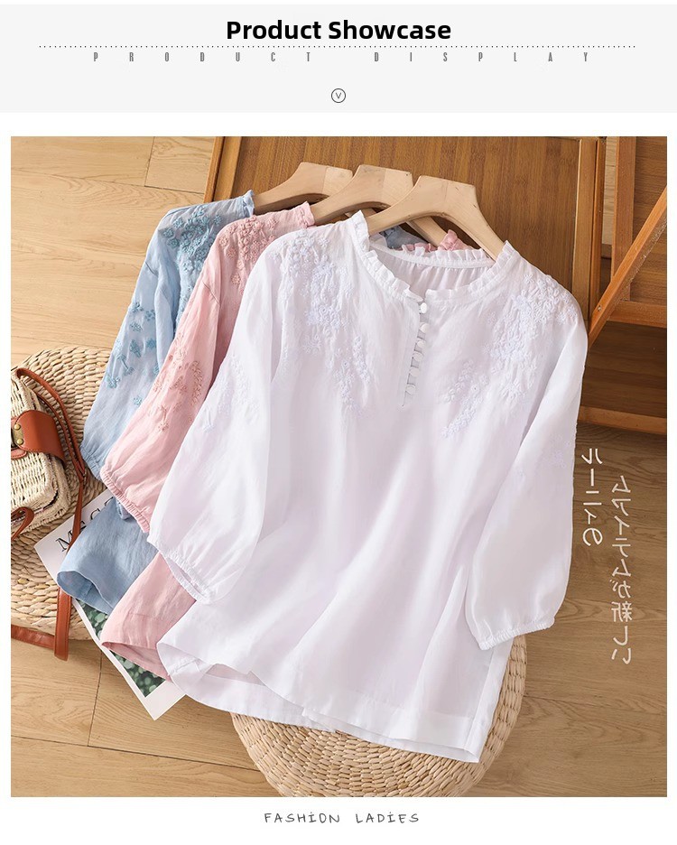 Short-sleeved T-shirt Women's Embroidered Lace