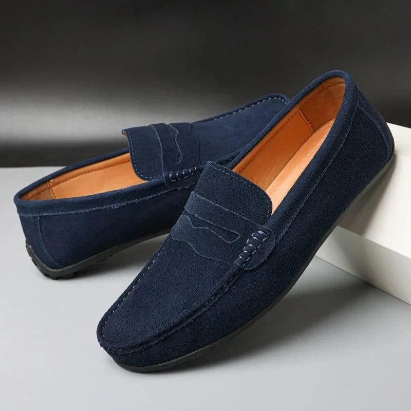 Men's Shoes Leather Slip-on Casual Square-toe Flat Shoes