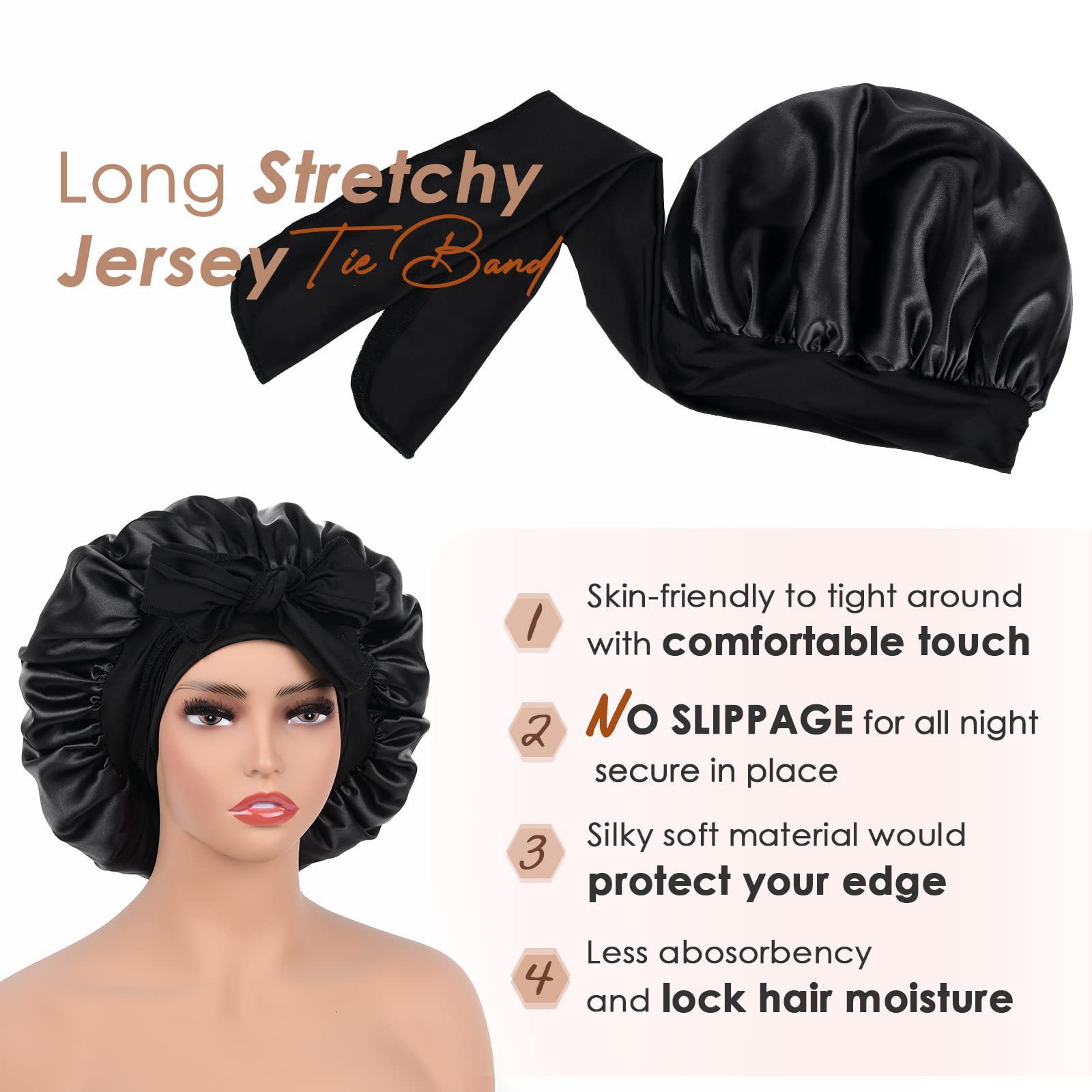 Womens Satin Sleep Cap Hair Protection Bonnet
