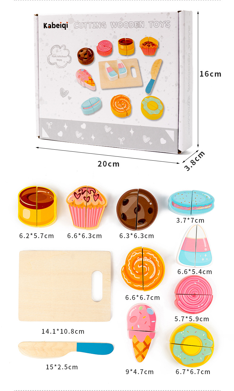 Wooden Pretend Food Cutting Toys – Fruit, Vegetable & Dessert Sets – supplier image 17