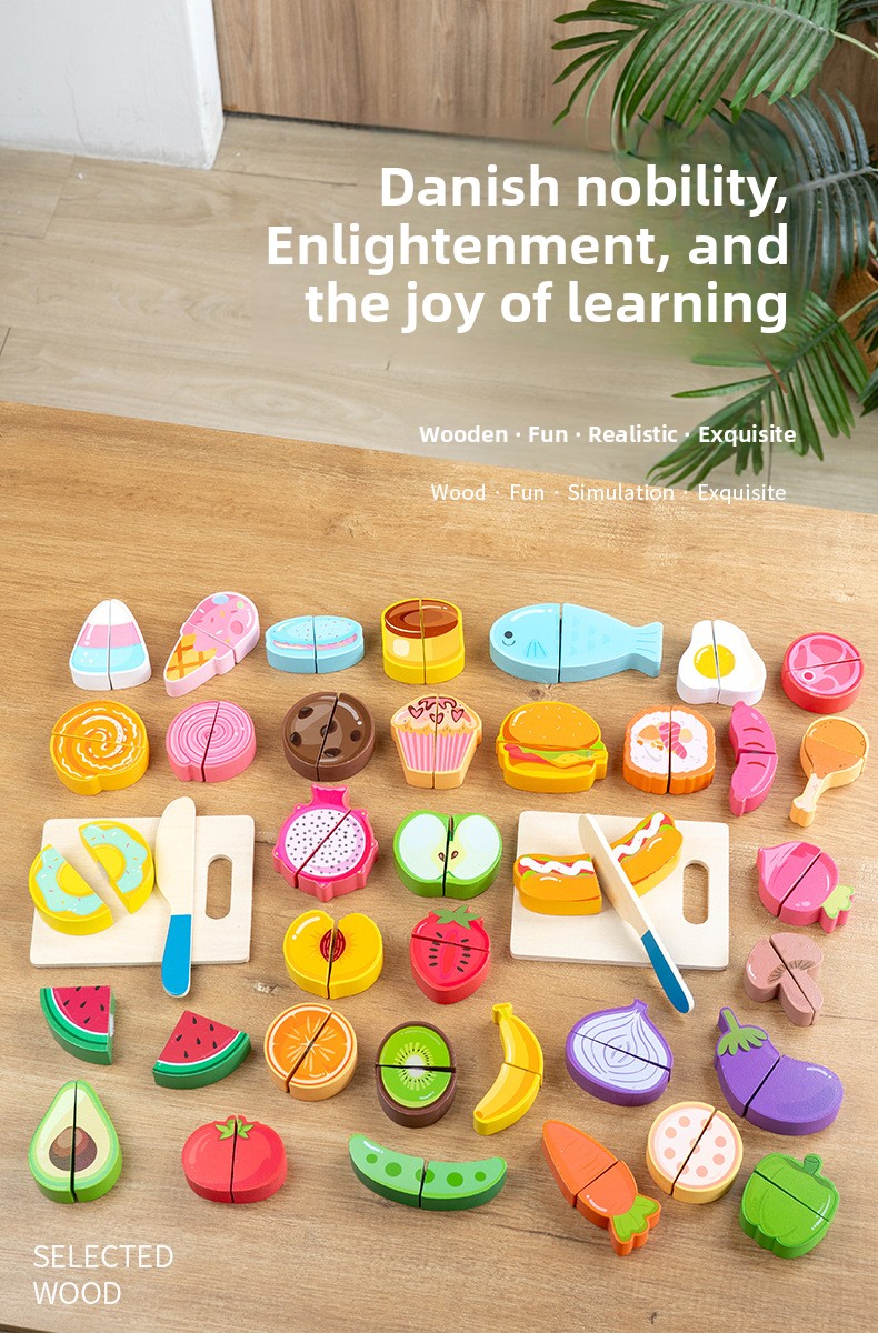 Wooden Pretend Food Cutting Toys – Fruit, Vegetable & Dessert Sets – supplier image 1