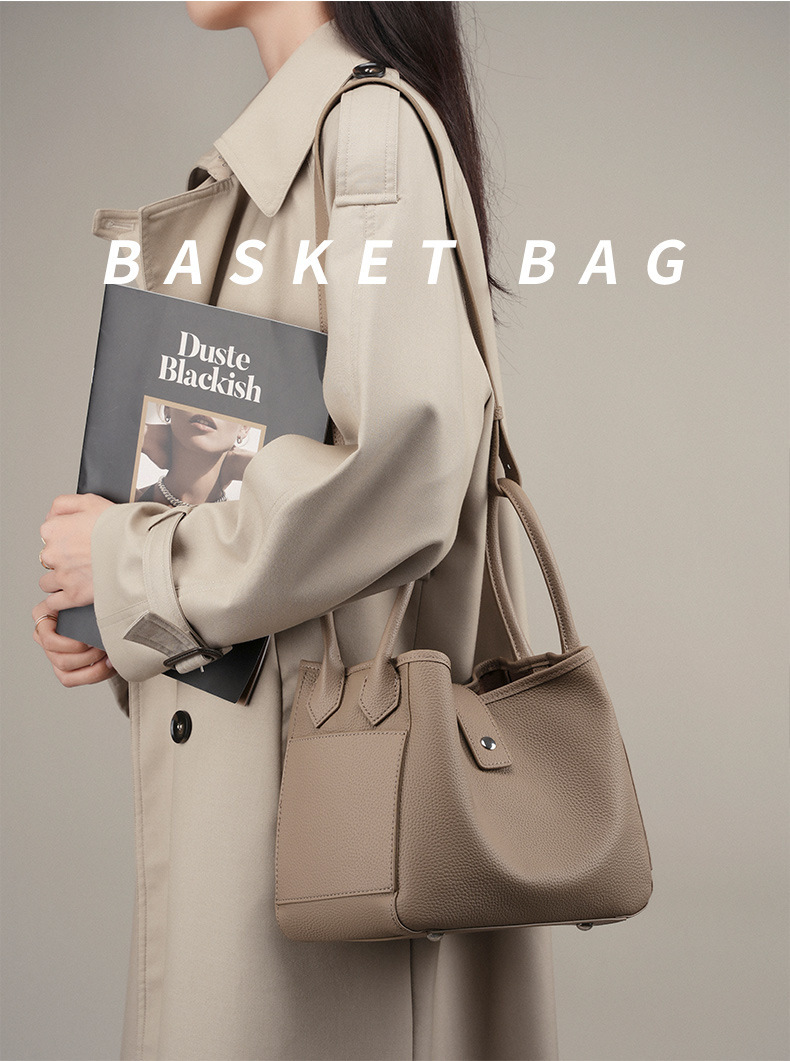 Genuine Leather Bucket Bag for Women