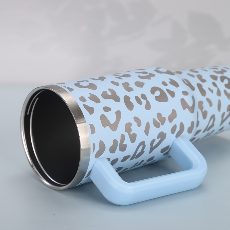 Print Insulated Stainless Steel Cup with Handle and Straw