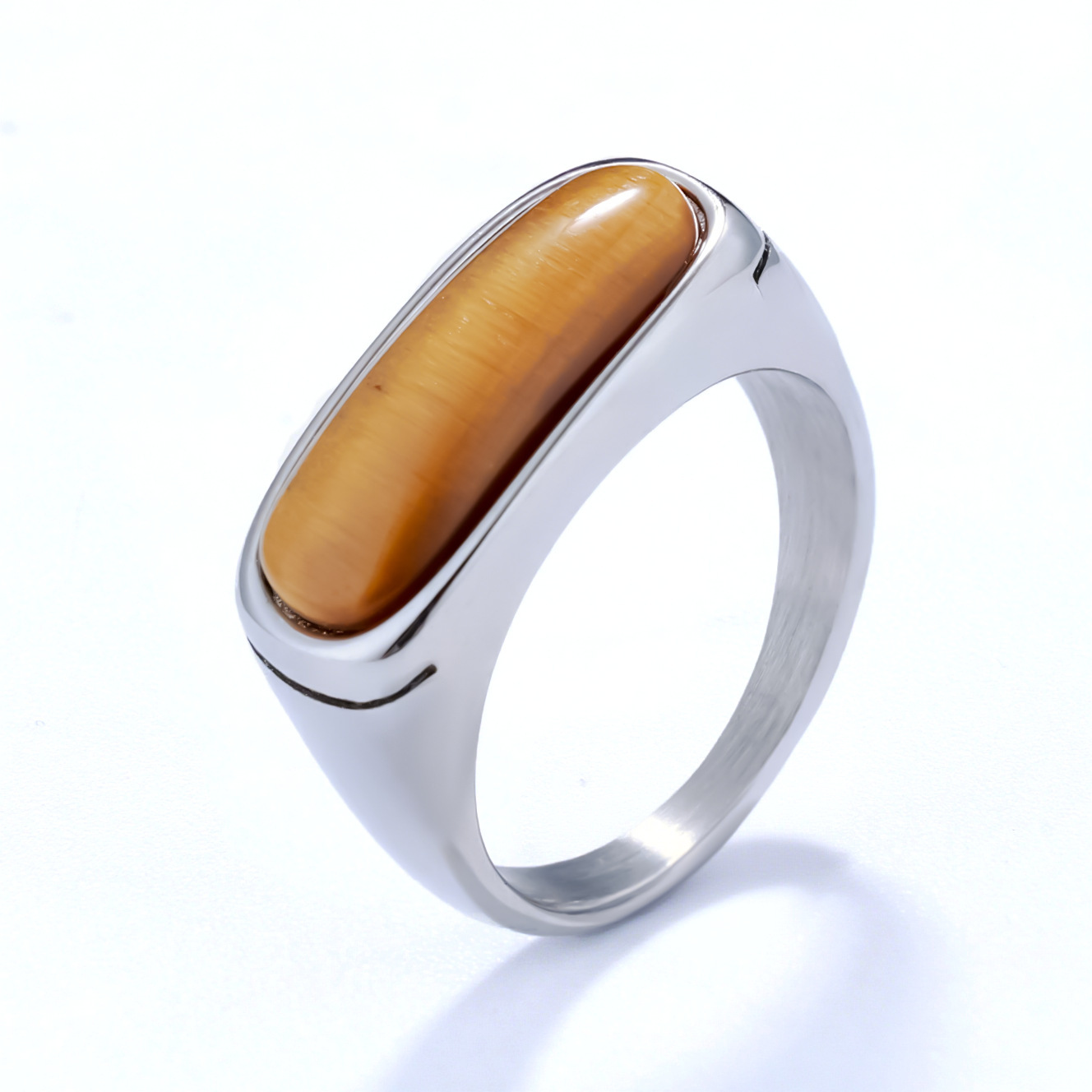 Personalized Natural Stone Engraved Vintage Ring
