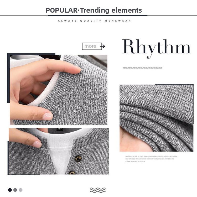 Button Collar Faux Two-Piece Sweatshirt
