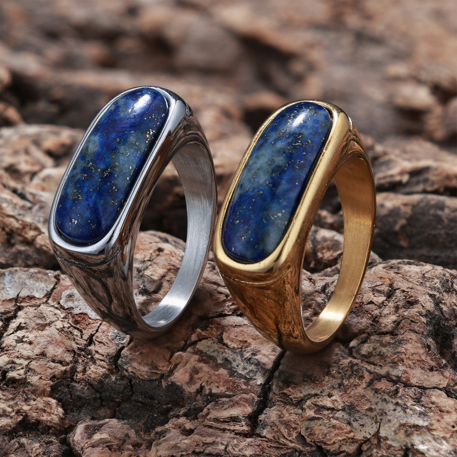 Personalized Natural Stone Engraved Vintage Ring