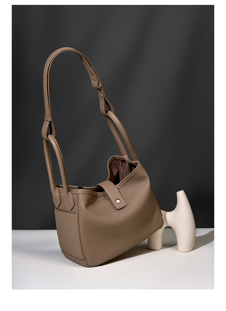 Genuine Leather Bucket Bag for Women