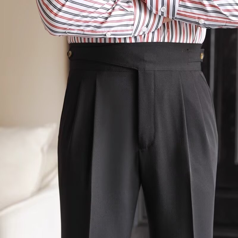 High-Waisted Mens Business Casual Trousers