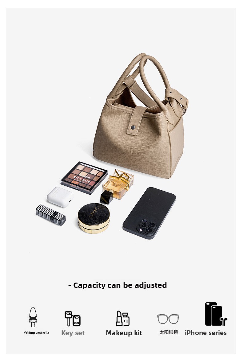 Genuine Leather Bucket Bag for Women
