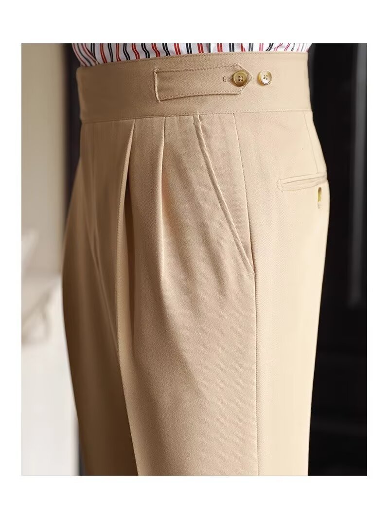 High-Waisted Mens Business Casual Trousers