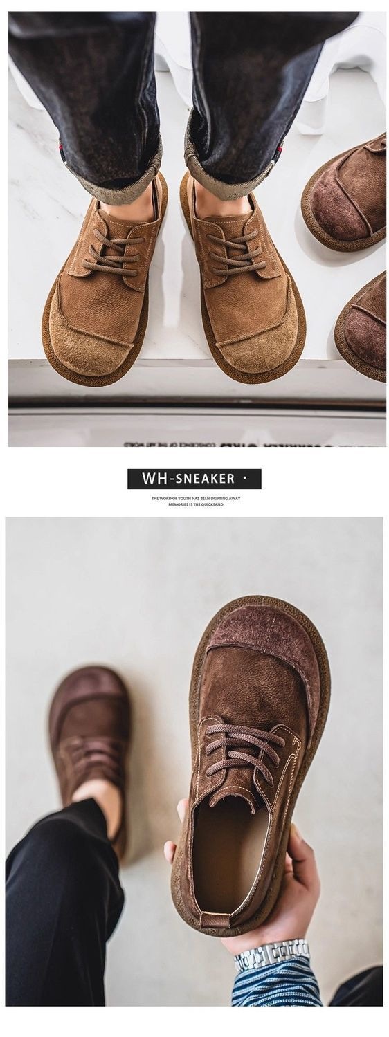 Men's Retro Soft Leather Lace-Up Boots