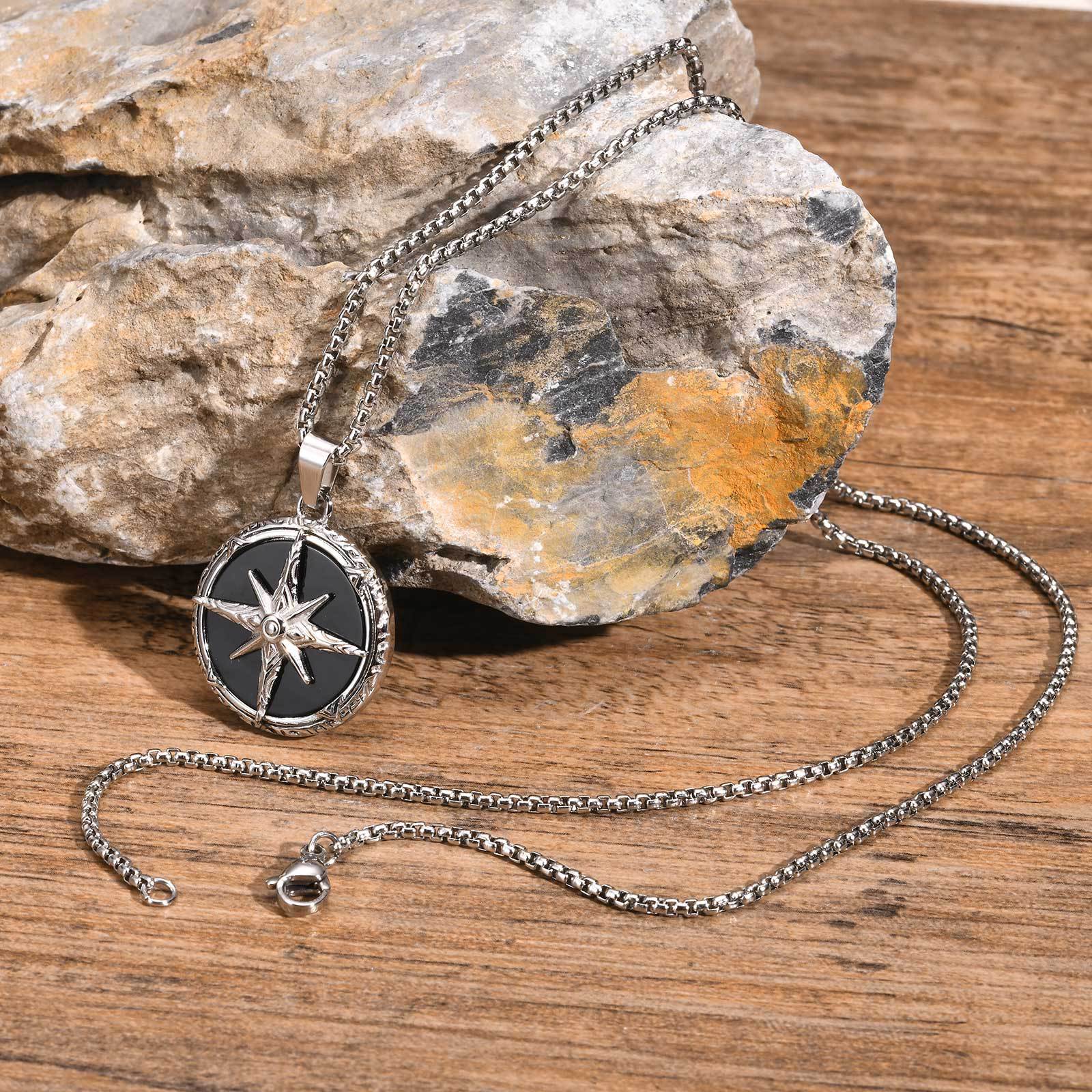 Stainless steel eight-pointed star necklace