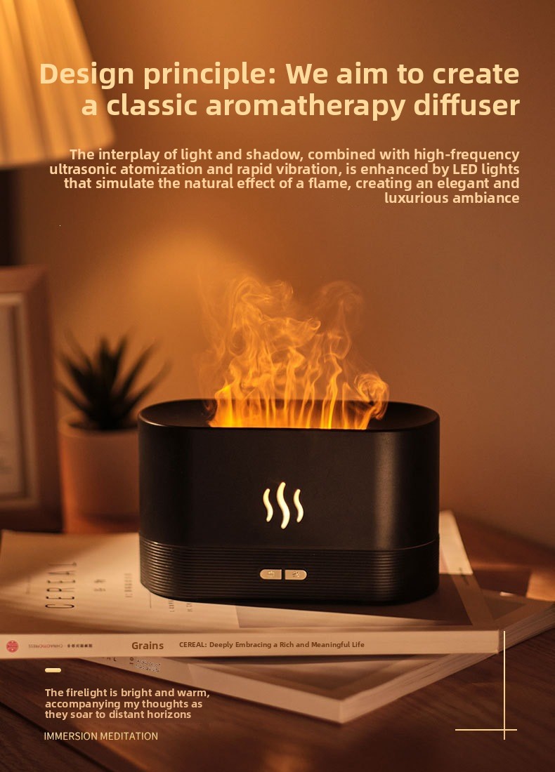 Simulated Flame Aromatherapy Diffuser with Humidifier Function