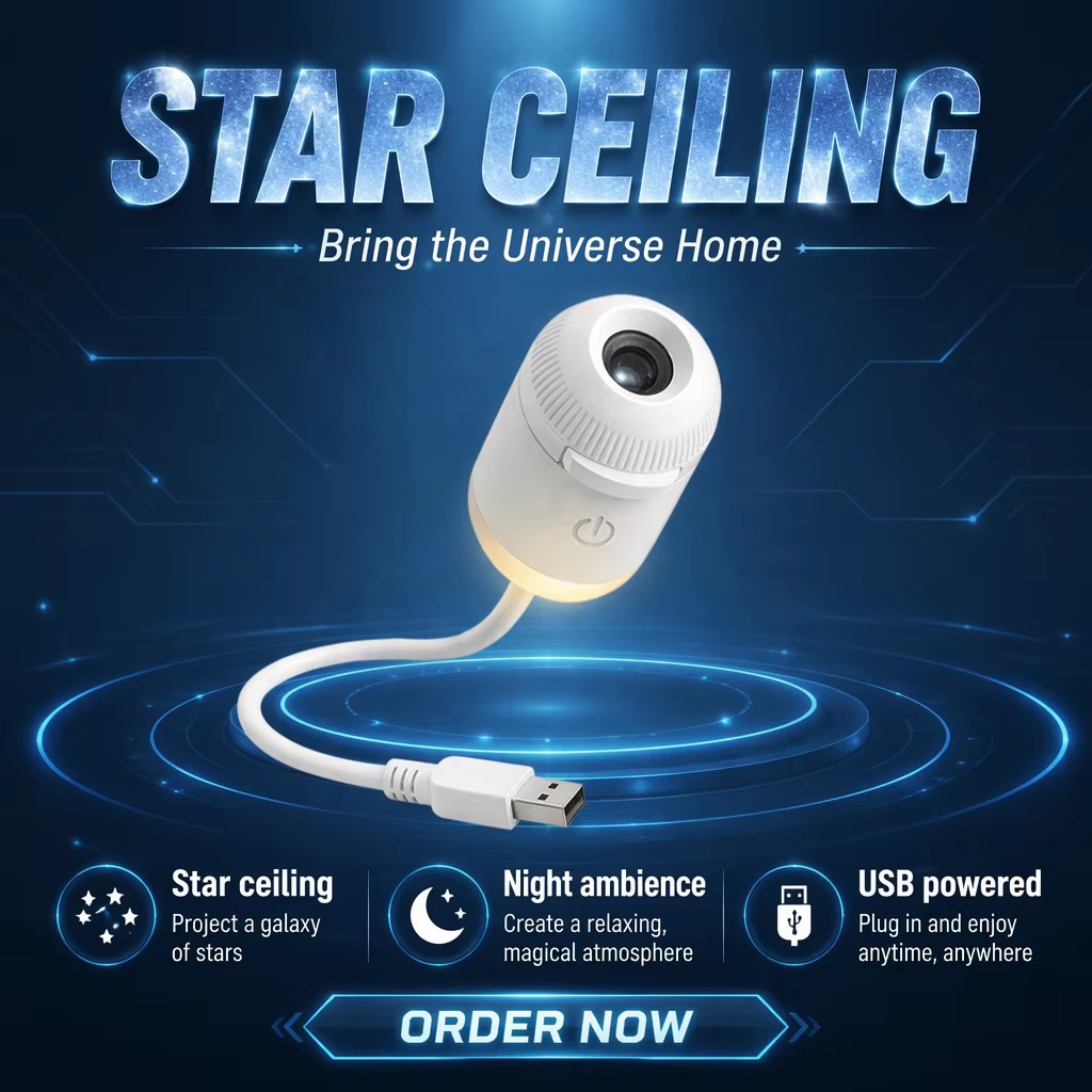 Starry Sky Projection Night Light with Interchangeable Films