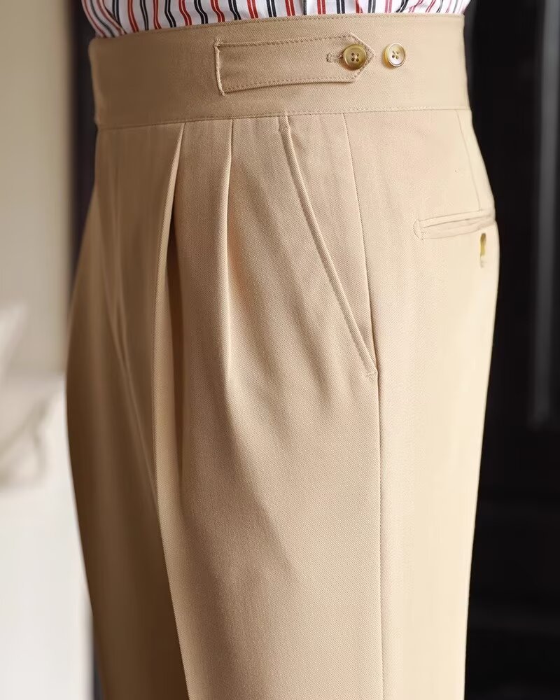 High-Waisted Mens Business Casual Trousers