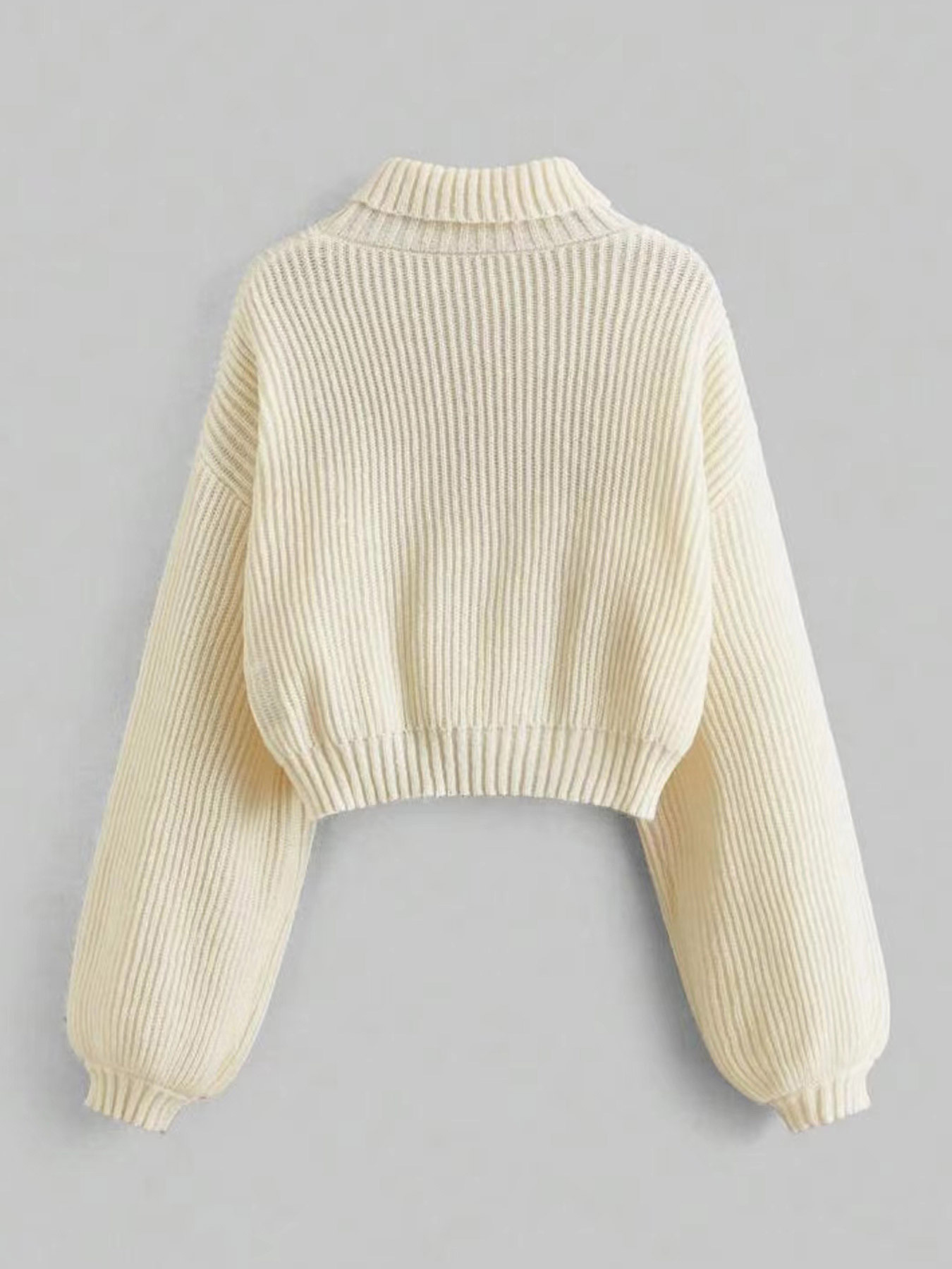 Embroidered Turtleneck Pullover Sweater