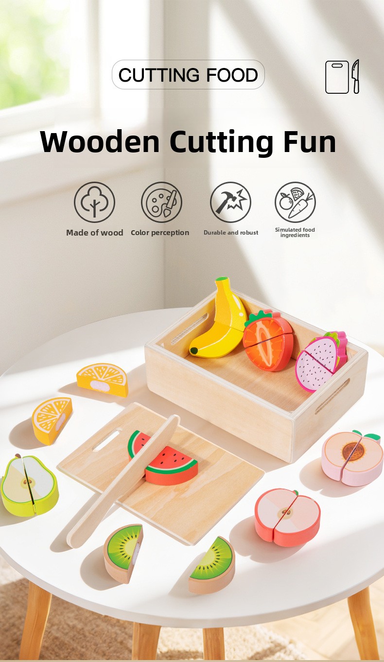Wooden Magnetic Food Cutting Play Set for Kids