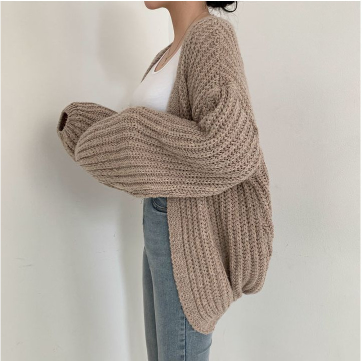 Womens Lantern Sleeve Knitted Cardigan