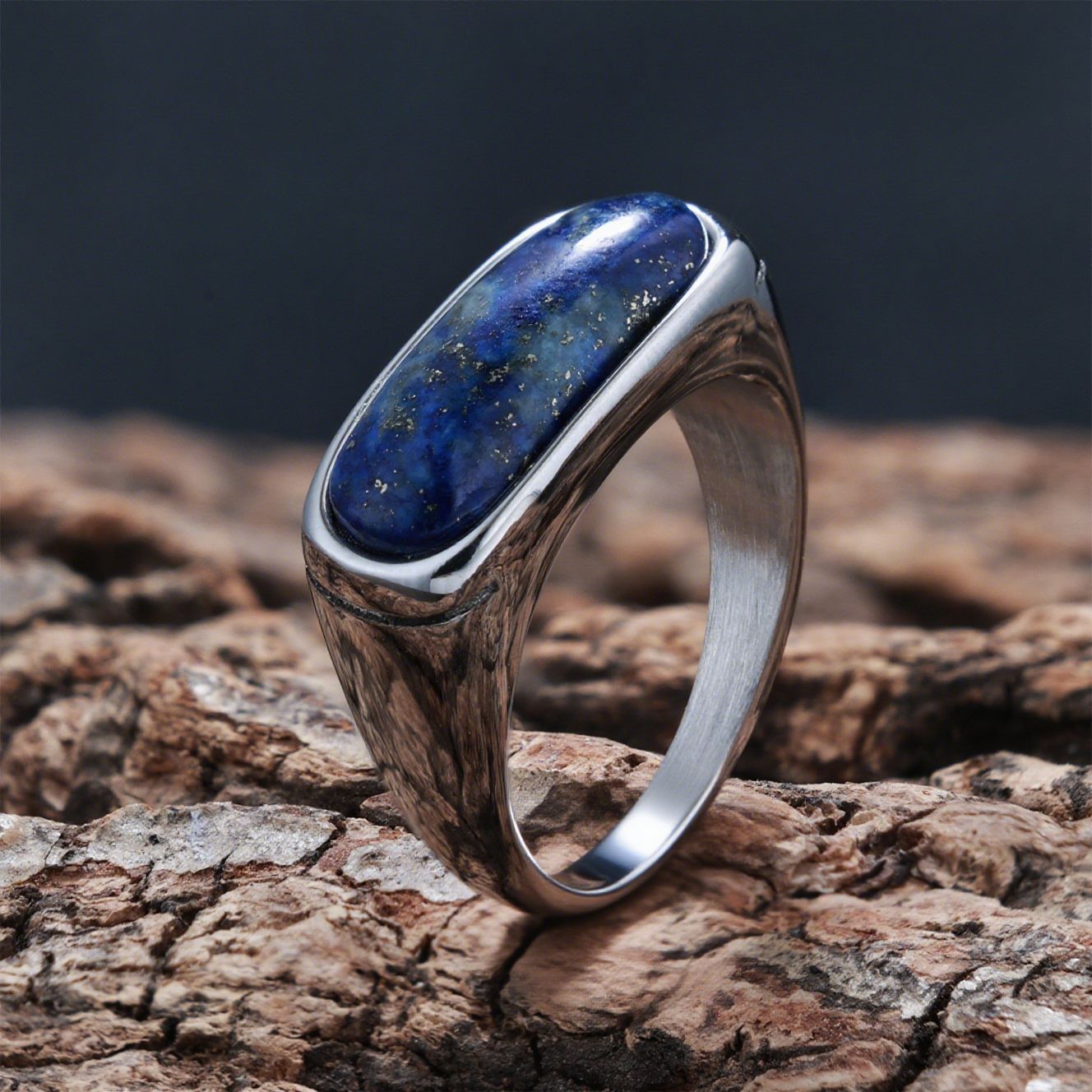 Personalized Natural Stone Engraved Vintage Ring
