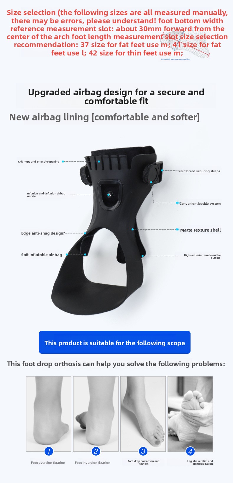Adjustable Foot Drop Orthosis Support Brace