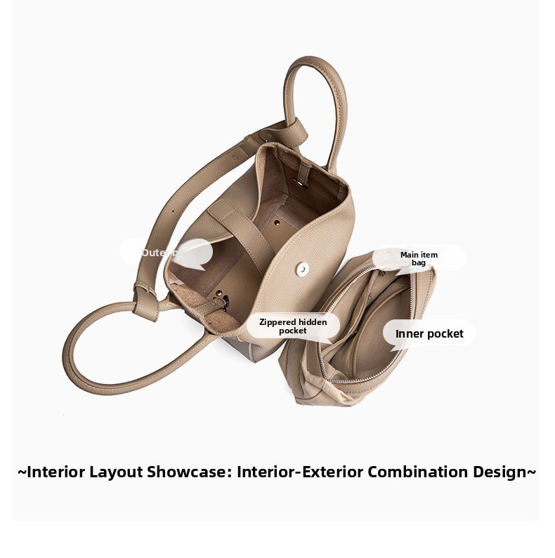 Genuine Leather Bucket Bag for Women