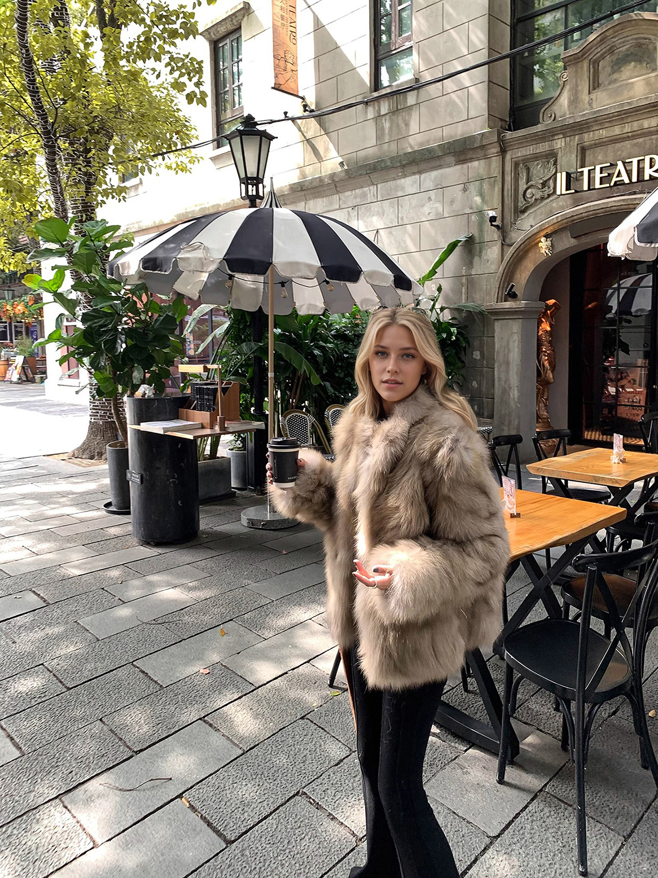 Womens Stand Collar Faux Fur Coat
