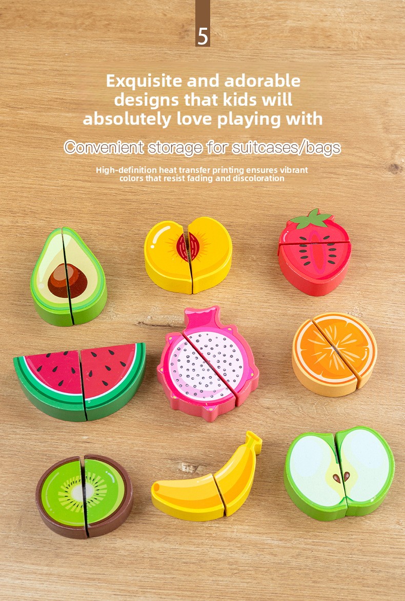 Wooden Pretend Food Cutting Toys – Fruit, Vegetable & Dessert Sets – supplier image 12
