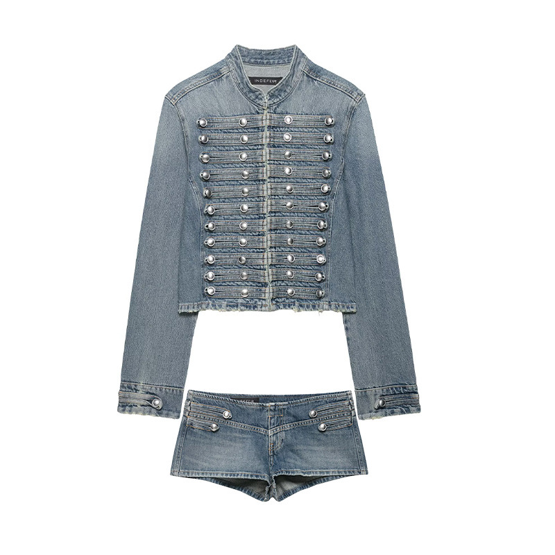 Women's Denim Jacket and Shorts Set
