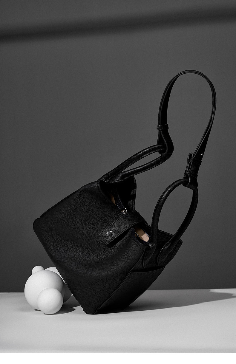 Genuine Leather Bucket Bag for Women