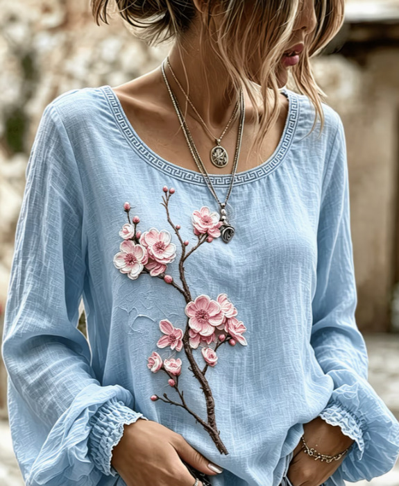 Women's round-neck long-sleeve top