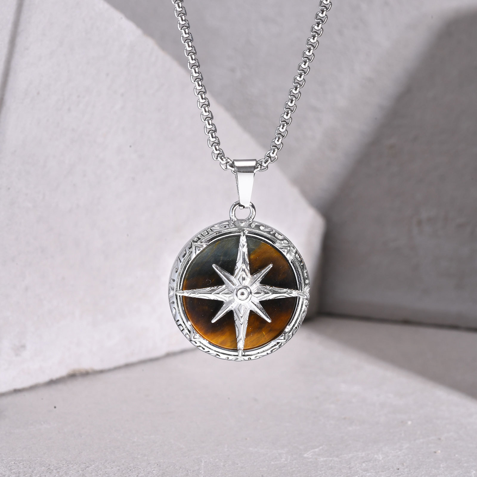 Stainless steel eight-pointed star necklace