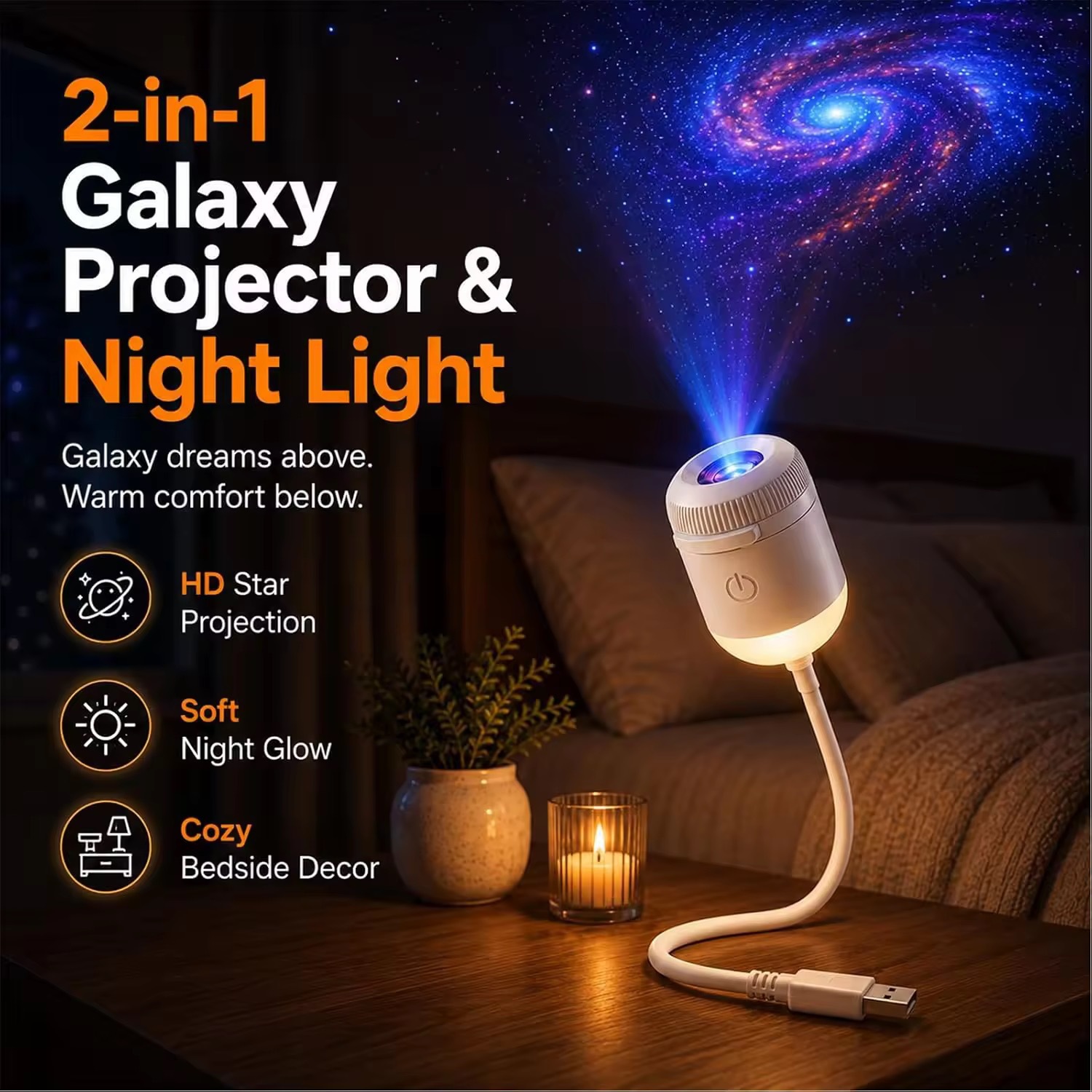 Starry Sky Projection Night Light with Interchangeable Films