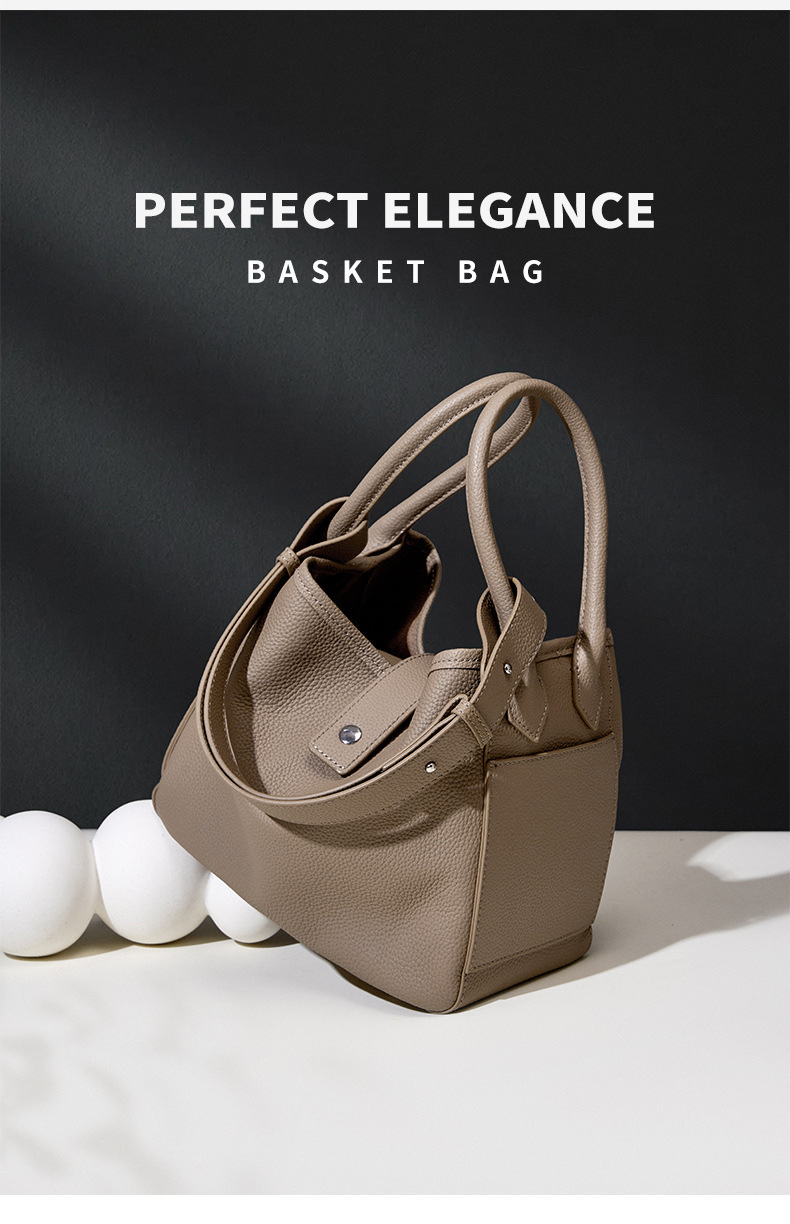 Genuine Leather Bucket Bag for Women