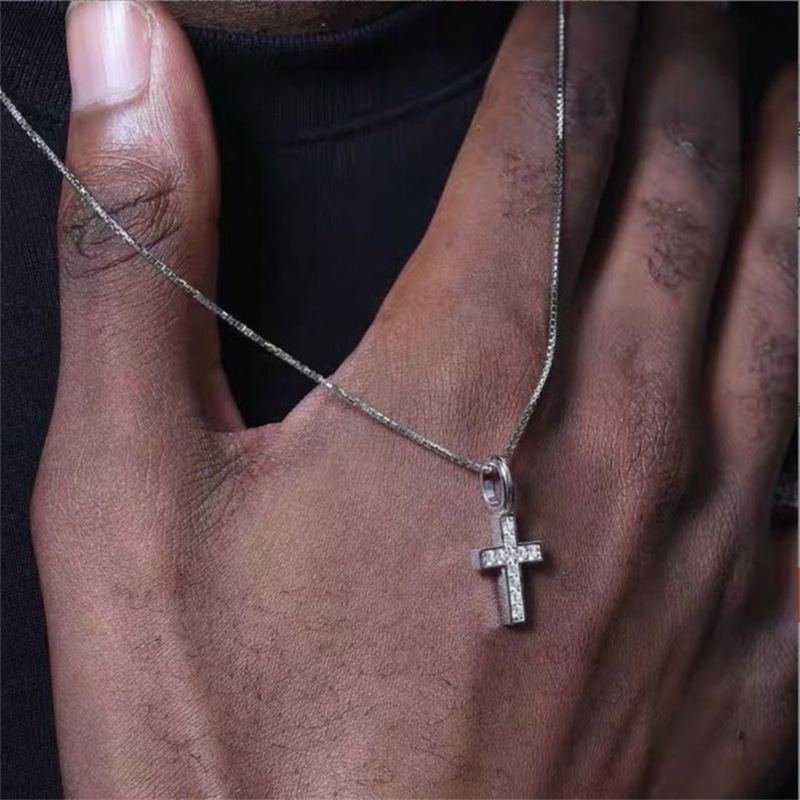 Diamond Cross Box Chain Necklace