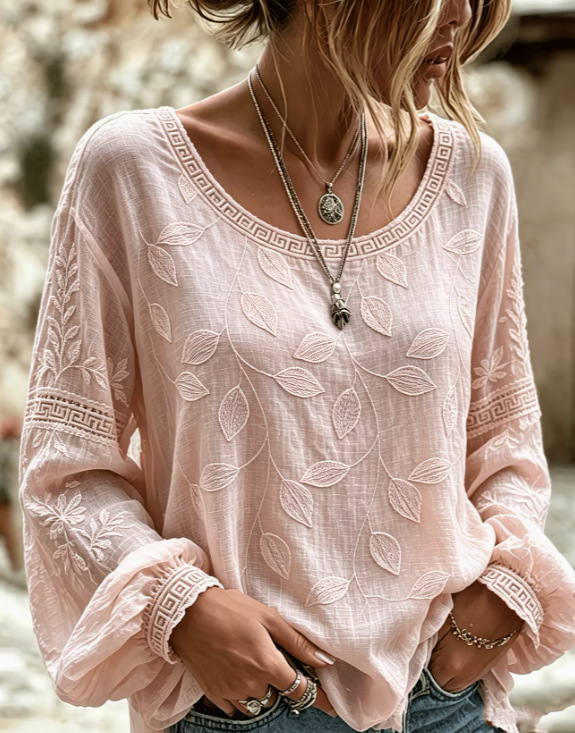 Women's round-neck long-sleeve top