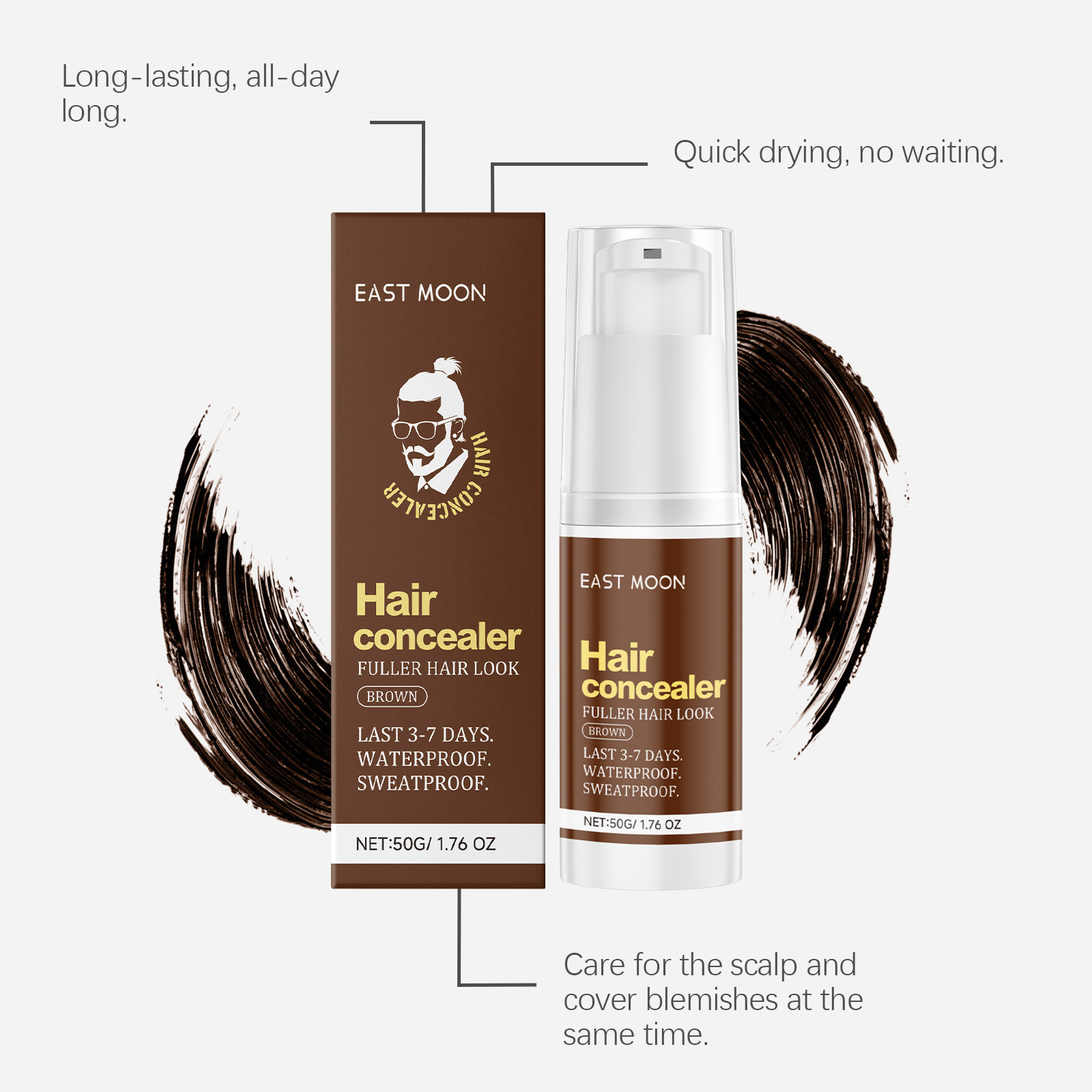 Brown scalp concealer hair seam fluffy high cranial top gentle nourishing Shine Hair Care