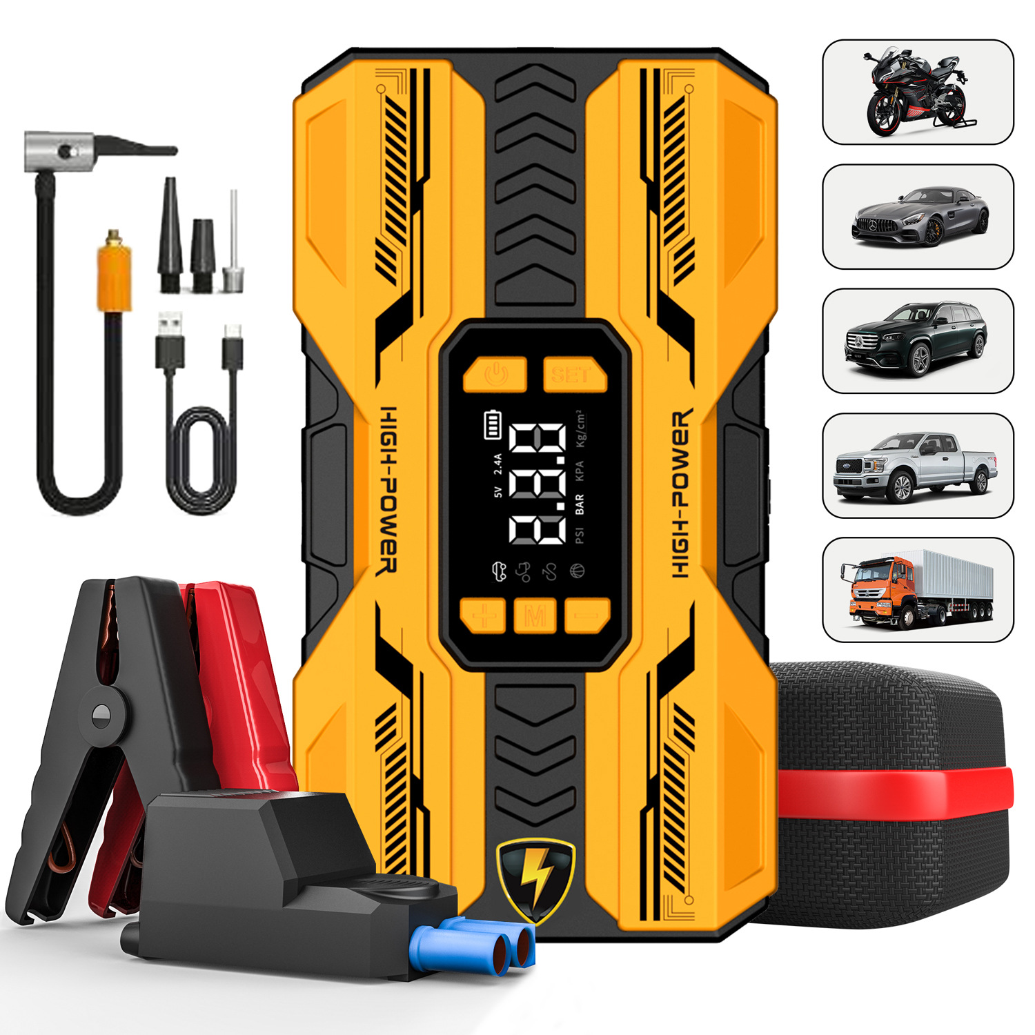 Portable 12V Car Jump Starter & Tyre Inflator — QIUOLA | qiuola.com