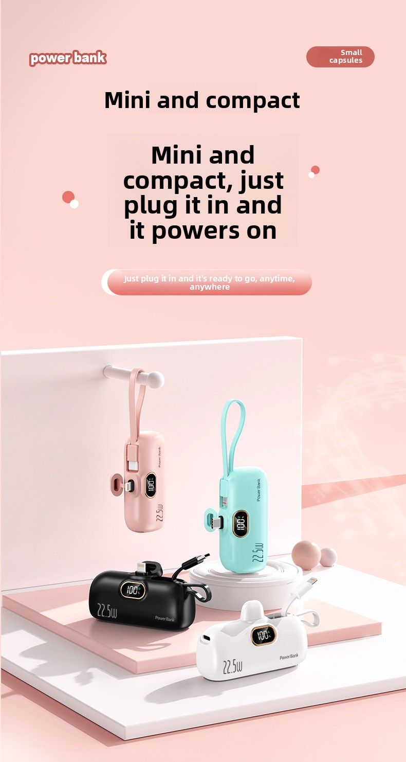 Portable Capsule Power Bank 5000mAh