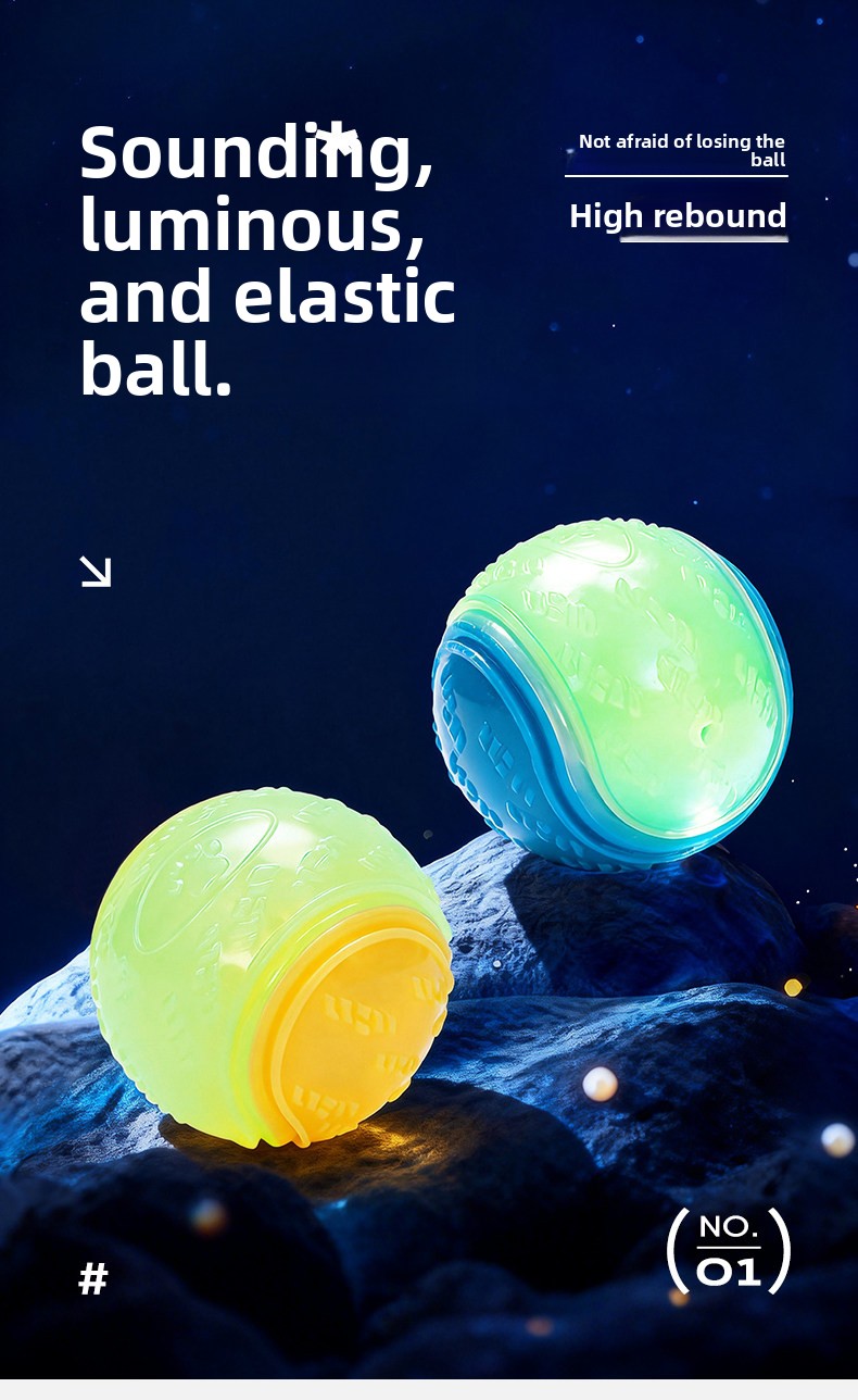 Dog Toy Luminous Sound Rubber Ball Interactive Tour Toy