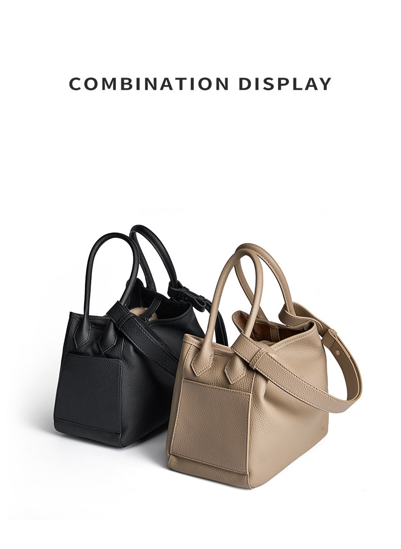 Genuine Leather Bucket Bag for Women