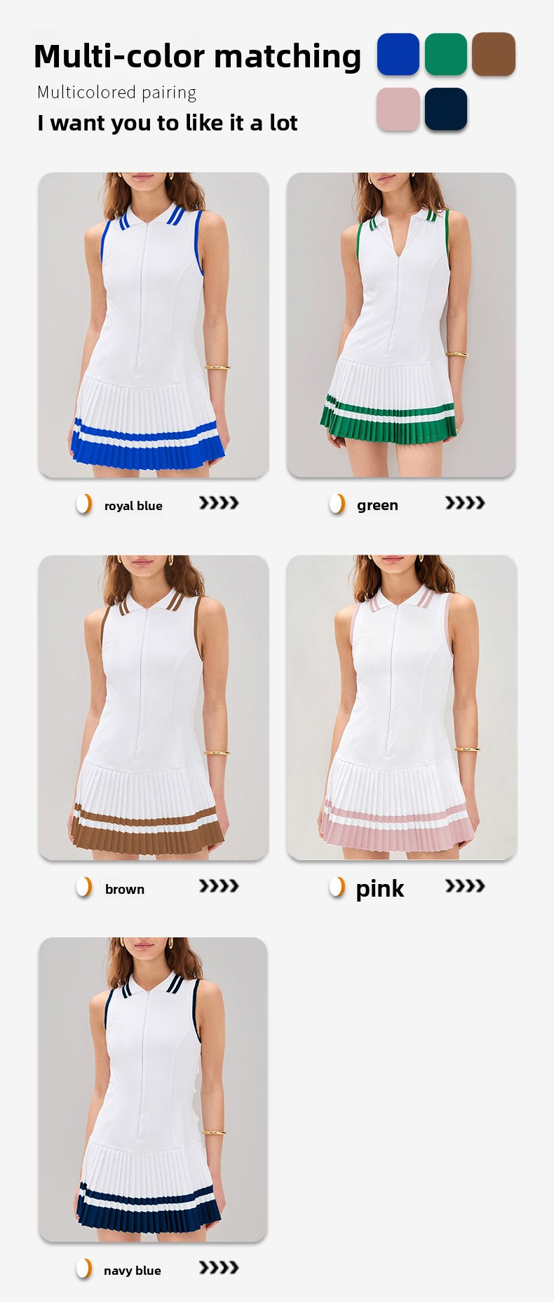 Womens Quick-Dry Pleated Tennis Dress
