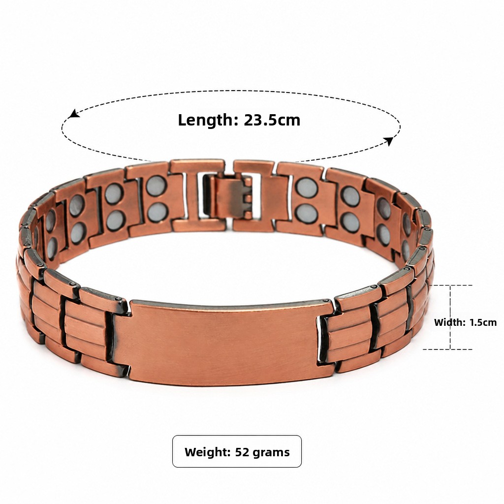 Copper three-row magnet bracelet electroplated brushed folding buckle