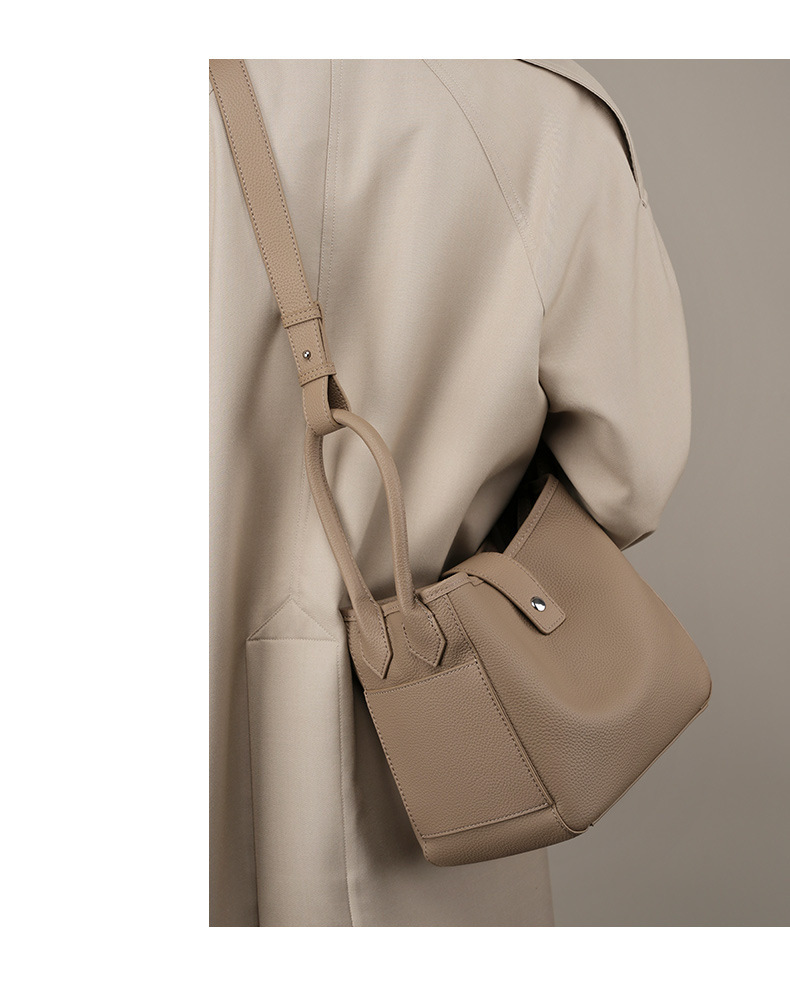 Genuine Leather Bucket Bag for Women