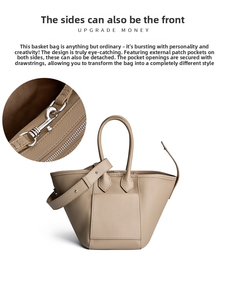 Genuine Leather Bucket Bag for Women
